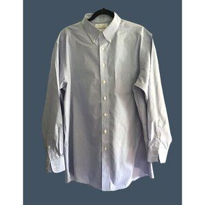 ROUNDTREE & YORKEEGOLD LABEL MEN BLUE STRIPED FITTED NON-IRON100% COTTON NECK 17